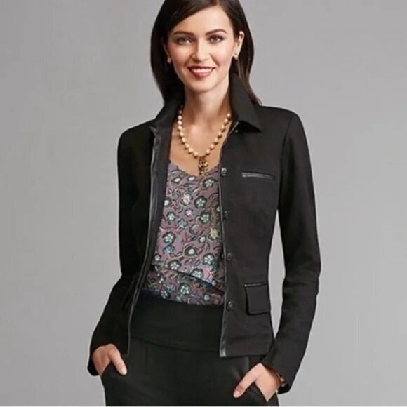 CAbi Jackets & Blazers - CABI Tudor Ponte Knit Blazer Black Size L #3376 EUC